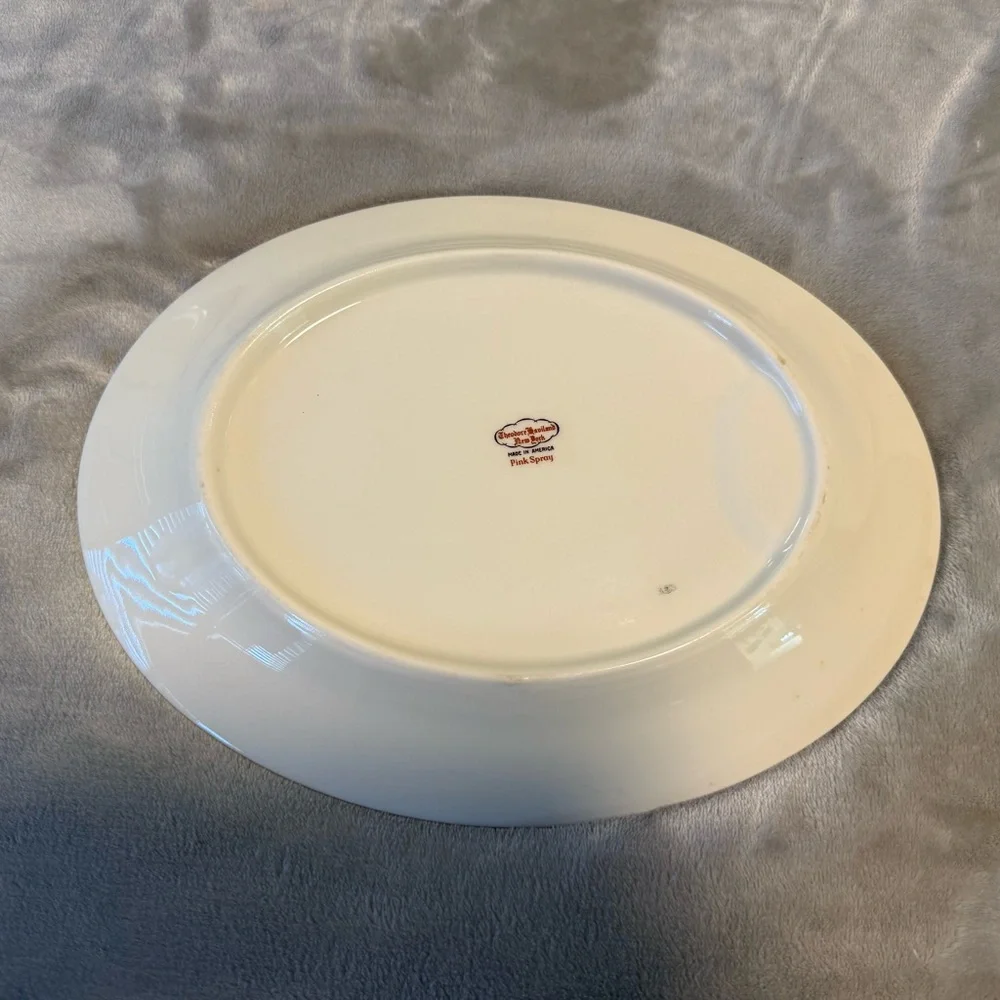 Theodore Haviland New York Serving PLATTER‎ Oval Large Pink Floral Spray Shabby
